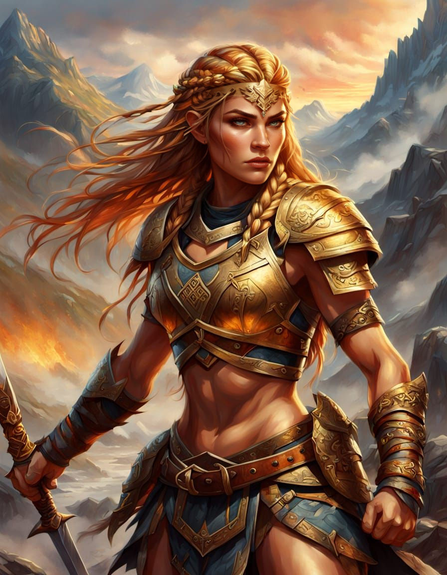 Female Barbarian Character for D&D