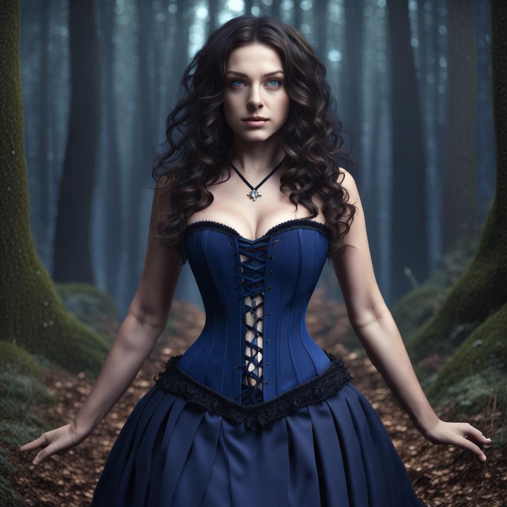 Young Witch Casting Spells in Dark Forest