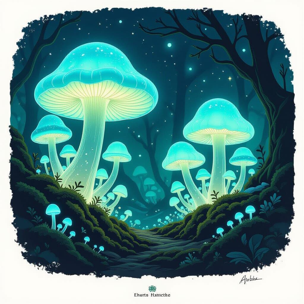 Glowing Fungi Weave Ethereal Patterns in Soil