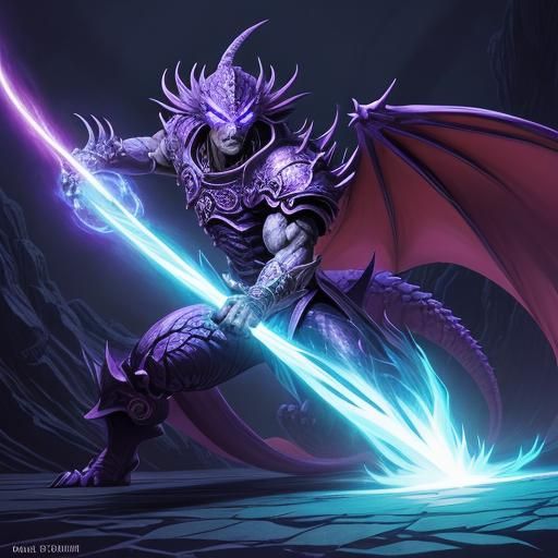 Anime Dragons Before a Portal to Another Realm