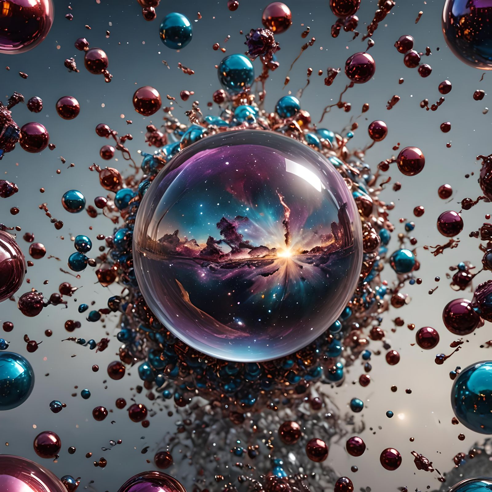 Andromeda Galaxy in Glass: Hyperrealistic 3D Art