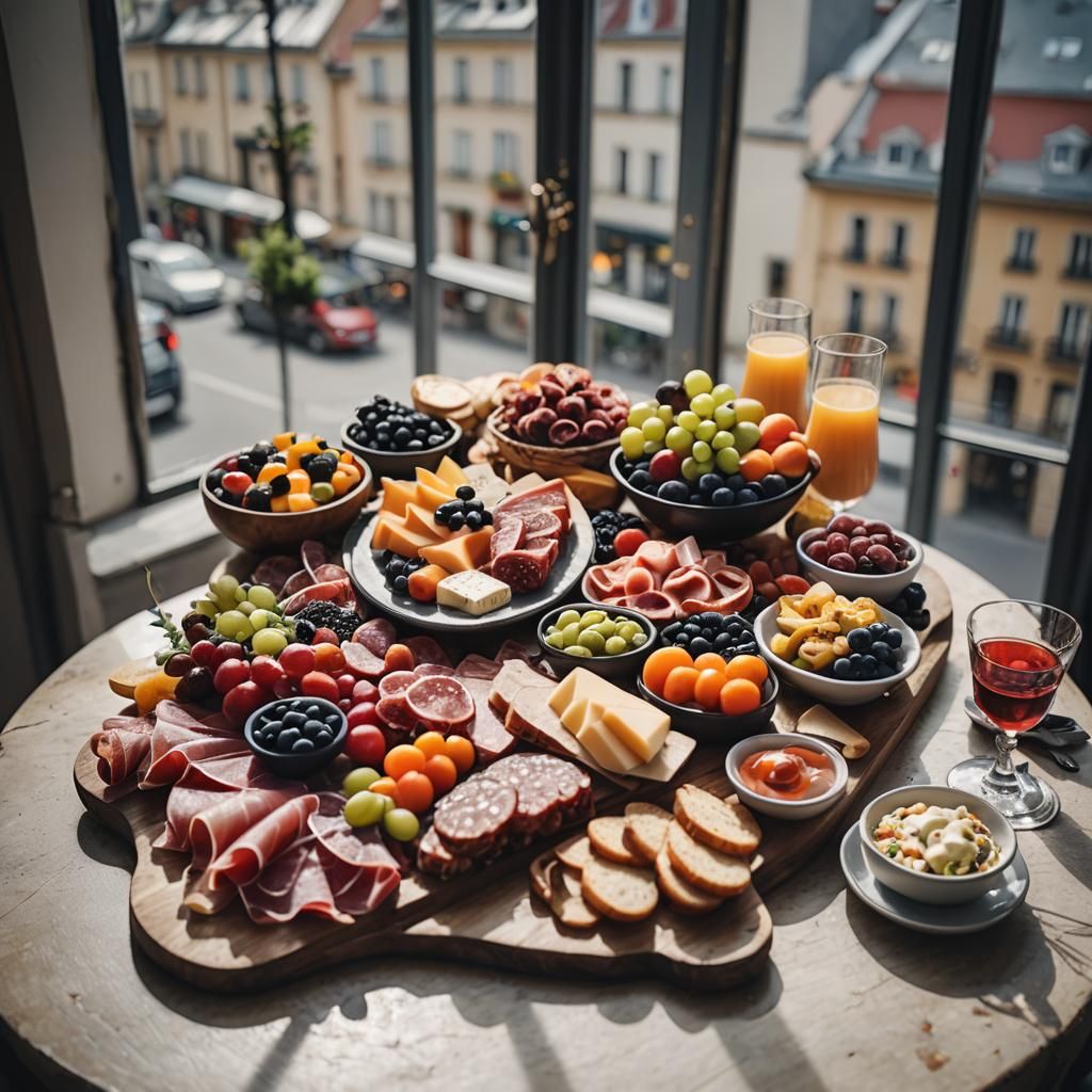 Charcuterie Board in French Restaurant: Vibrant Photo
