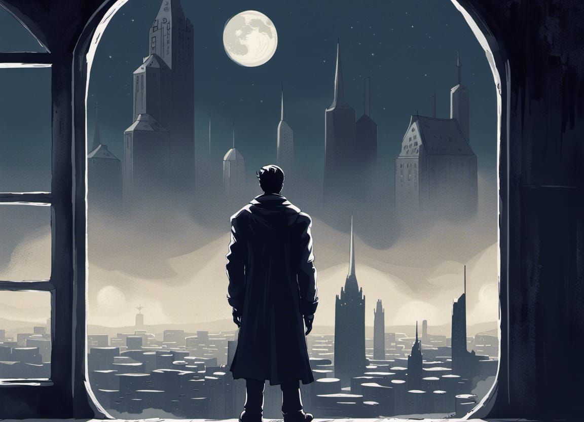 Monochromatic Moon City Concept Art