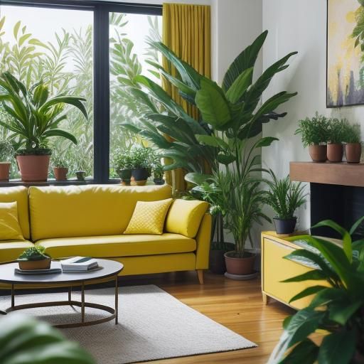 Serene Yellow Living Room with Natural Lighting