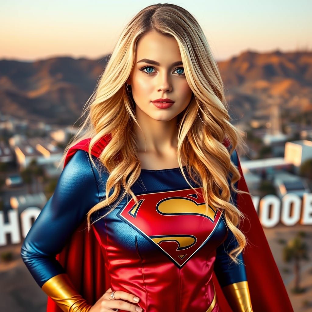 Liv Morgan as Cyberpunk Supergirl Over Hollywood