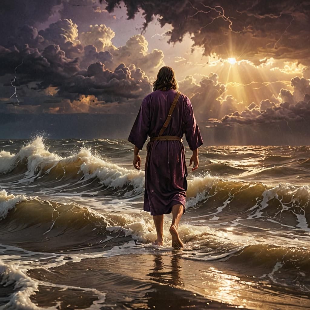Jesus Walking on Water: Dark Fantasy Concept Art