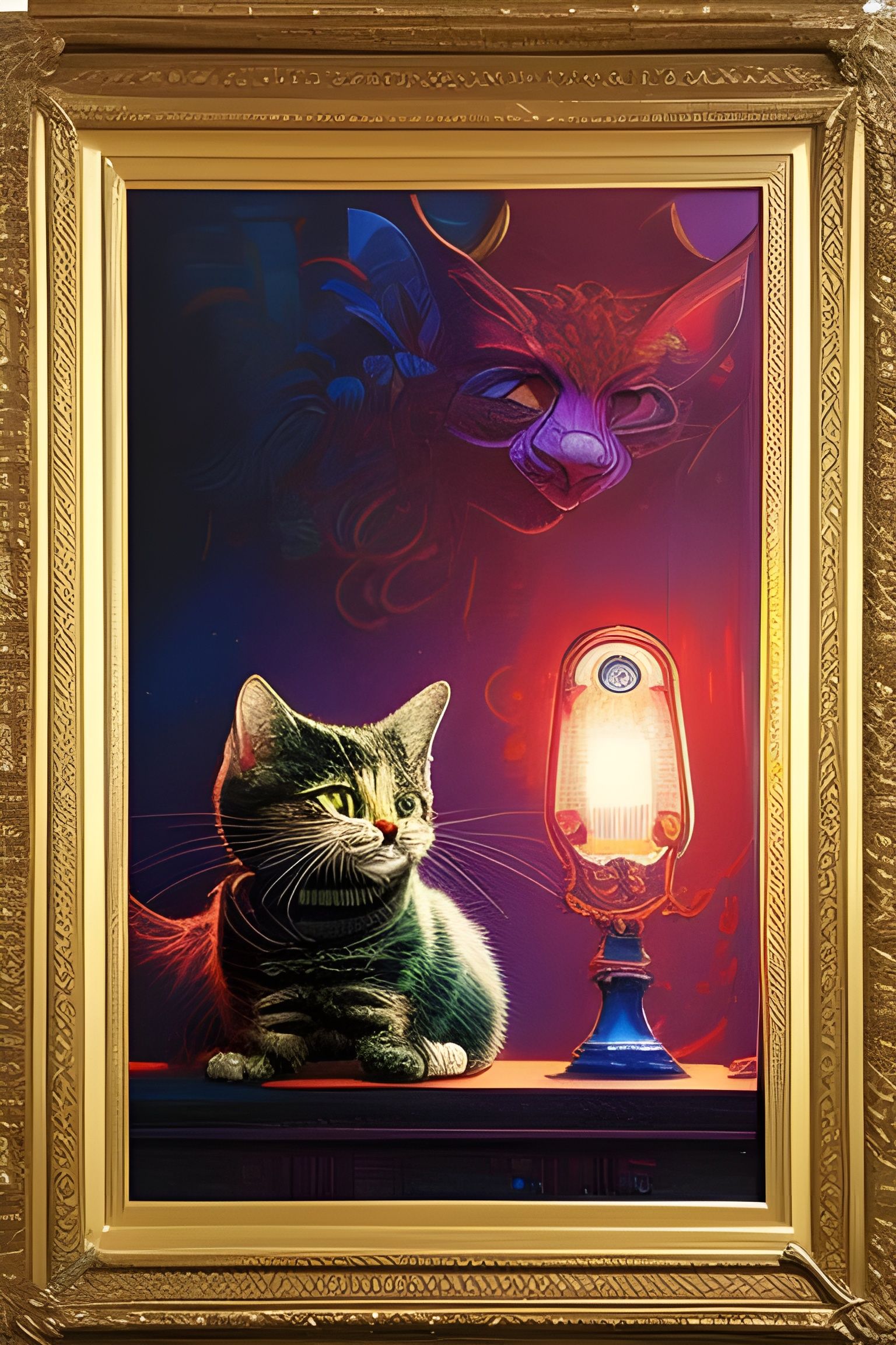 Cats in Ornate Box: Crayon Caricature