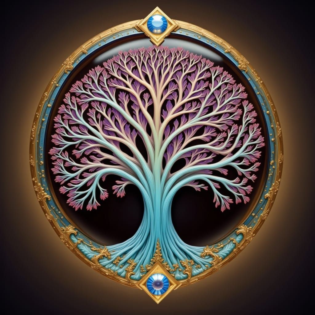 Radiant Tree of Life with Gemstone Effects