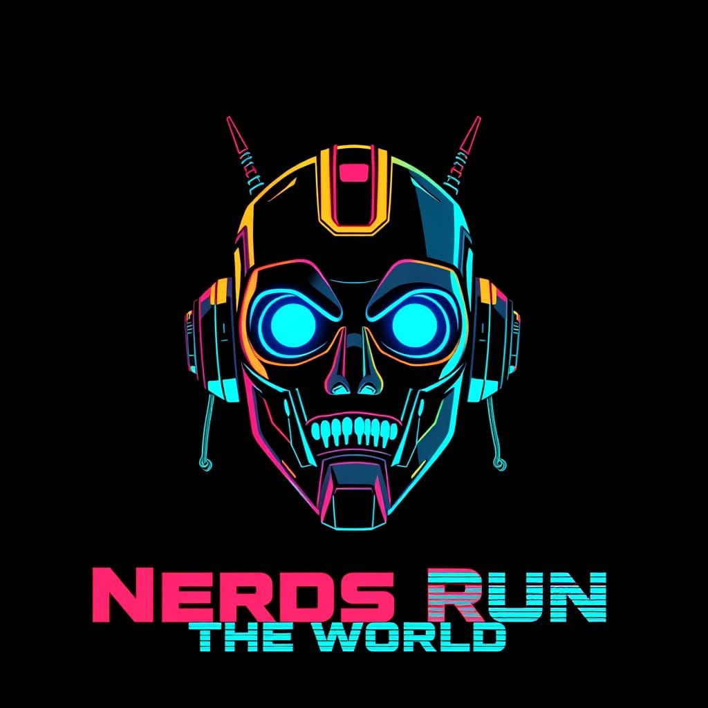 Sleek Robot Head in Retro-Futuristic Aesthetic with Neon-Lit...