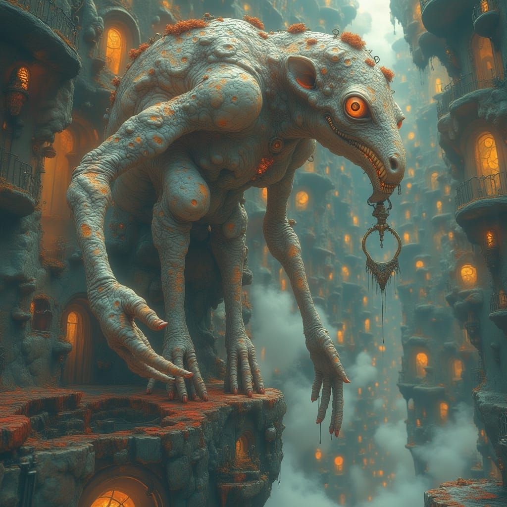 Surreal Anime Creature in Magical World