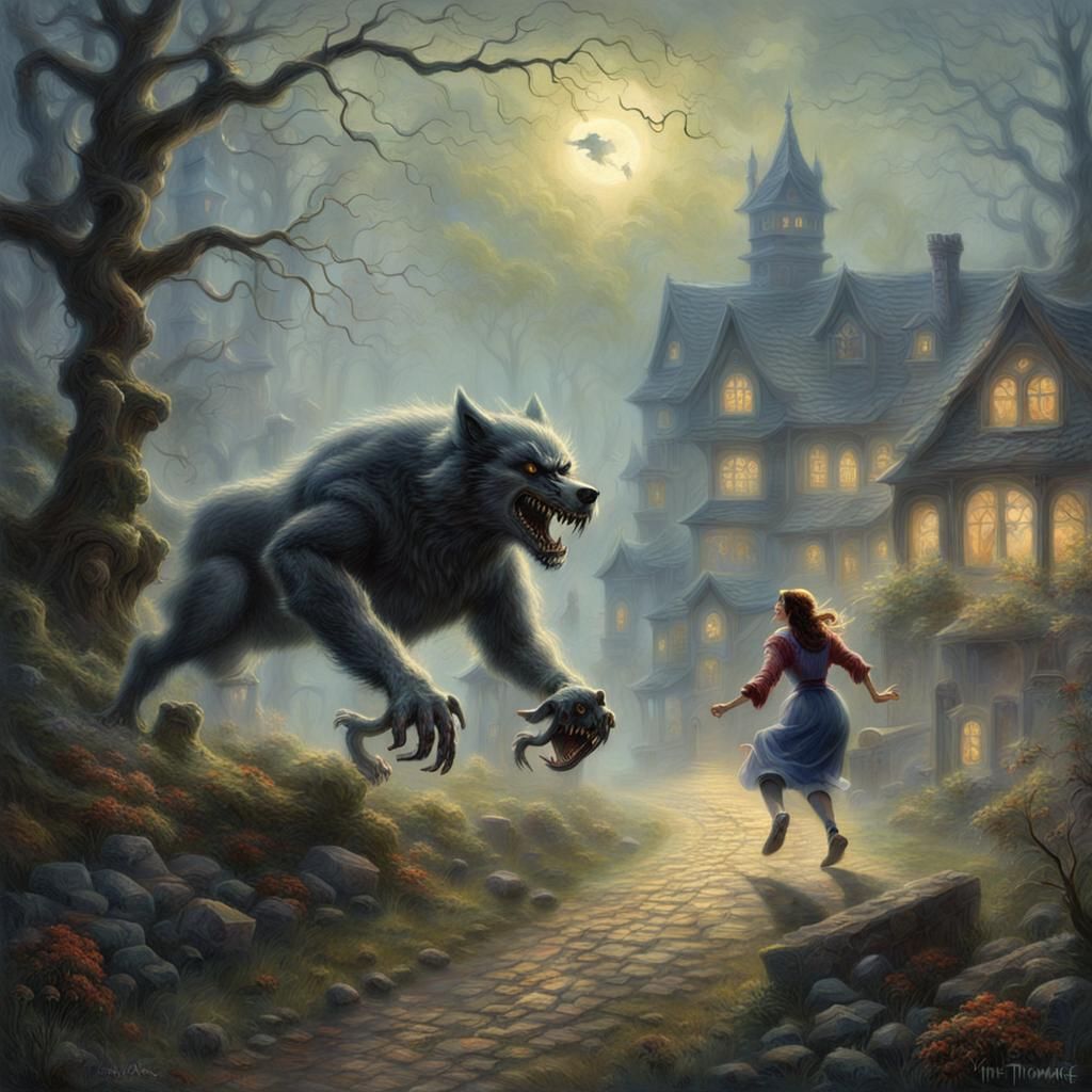 Werewolf Chase in Ethereal Fantasy Style