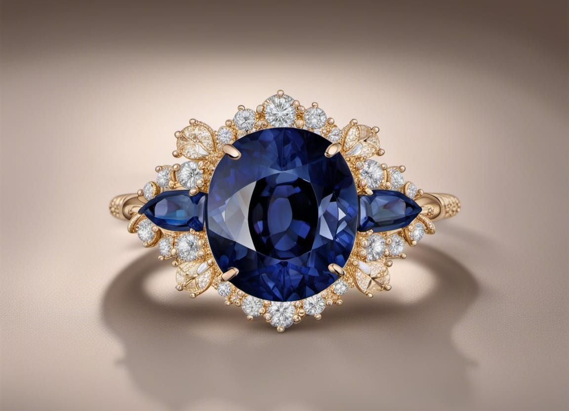 Hyperrealistic Sapphire Gemstone Splash Art