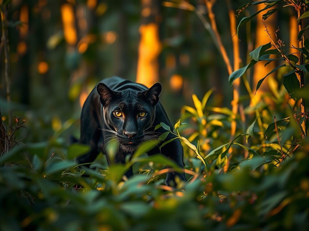 Sleek Black Panther Emerge from Indian Jungle Shadows