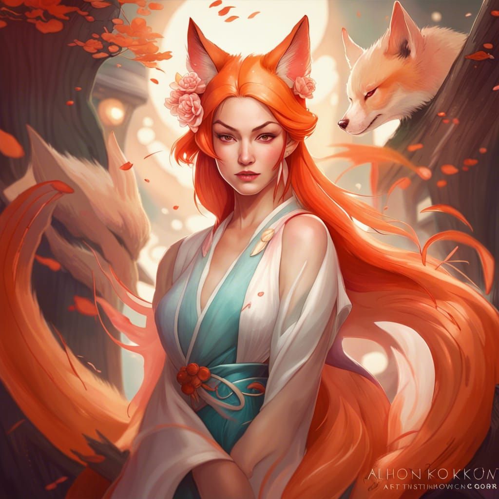 Beautiful feminine Kitsune lady