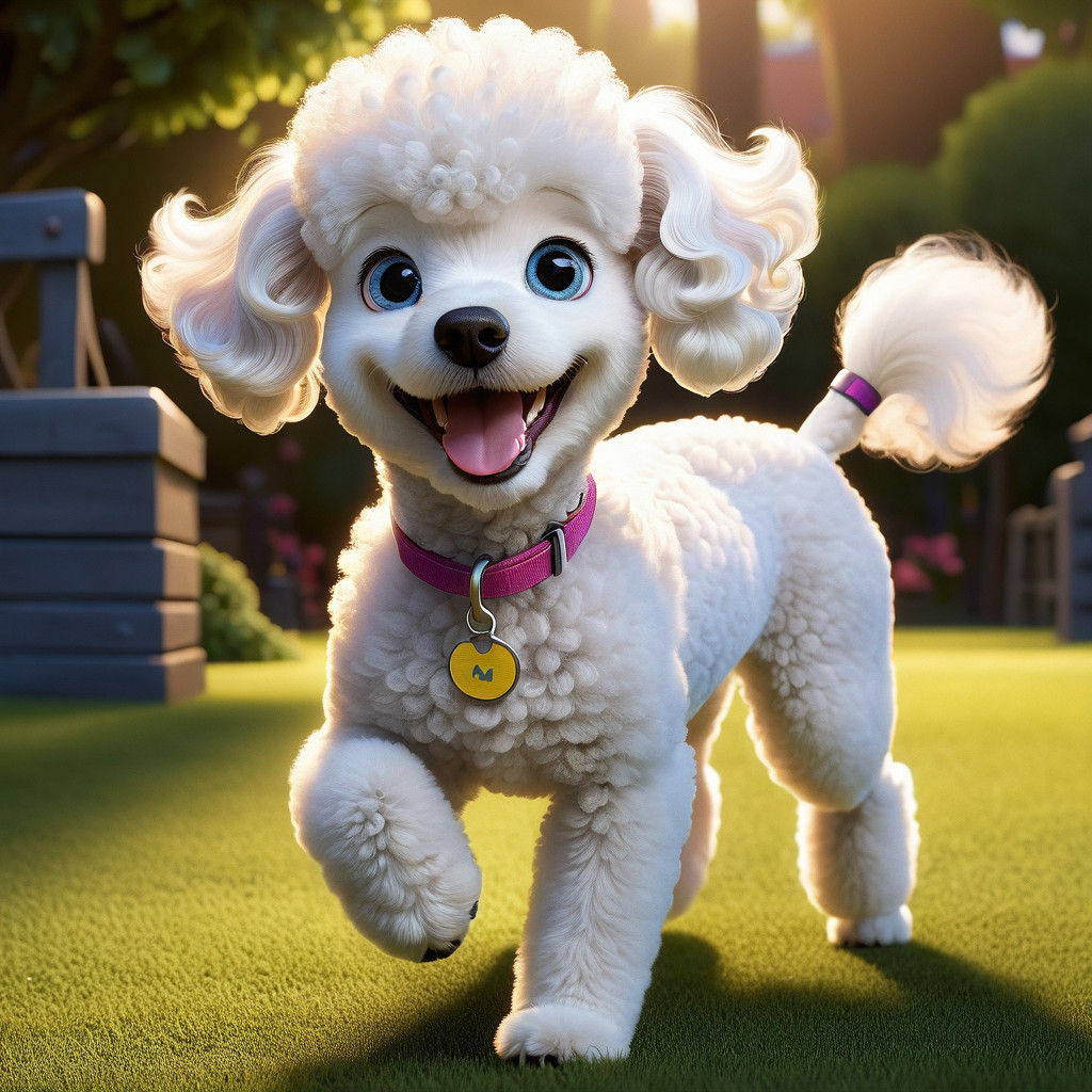 Gorgeous White Poodle in Full Motion