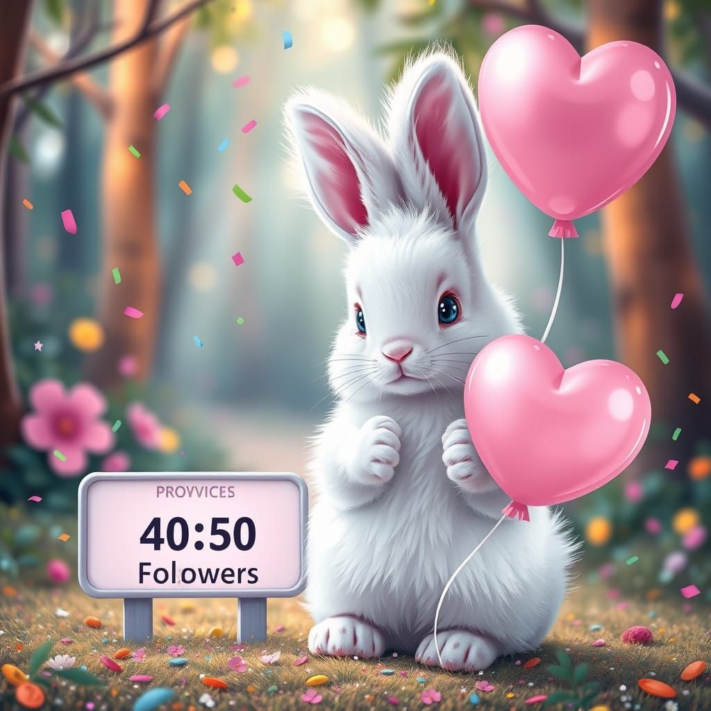 Pastel Bunny Celebrates Followers in Kawaii Style