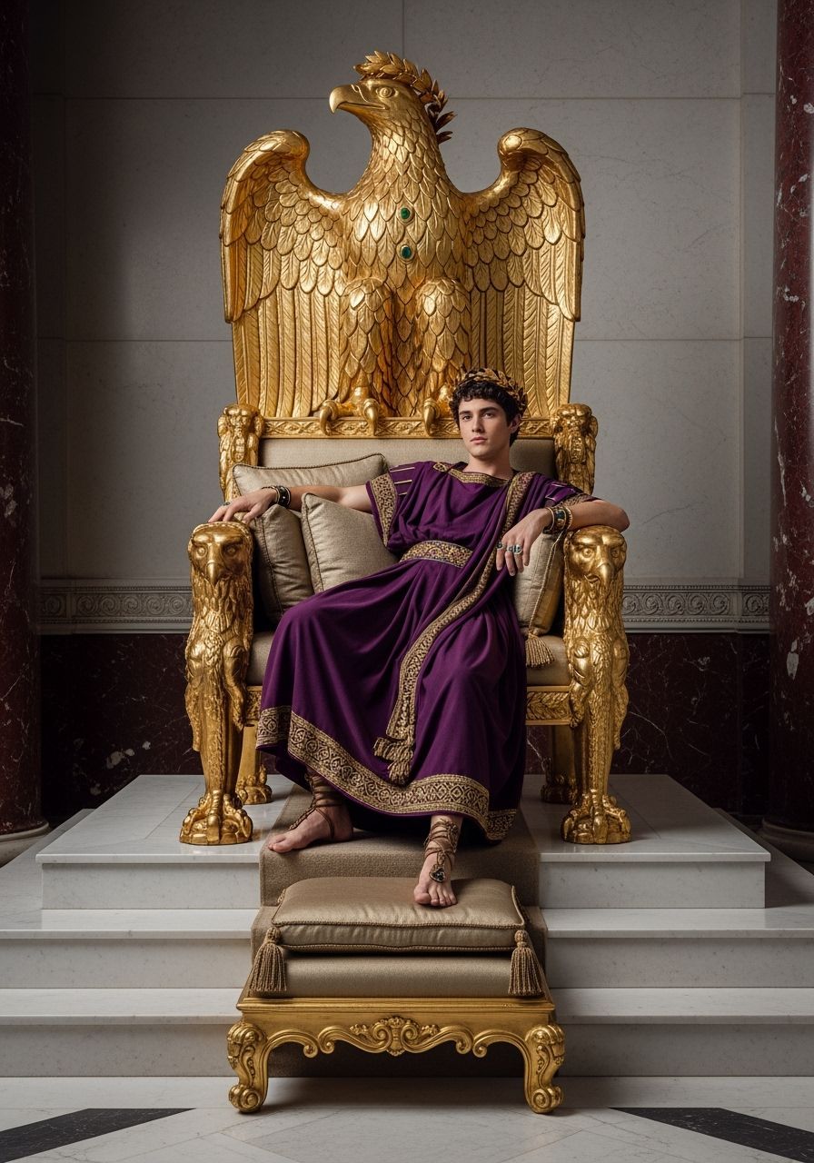Emperor Nero on Eagle Throne in Palace Throne Room