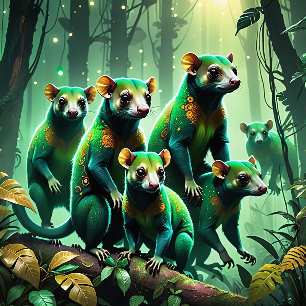 Exoplanet: Kinkajou/Kangaroo Hybrid Aliens in Forest