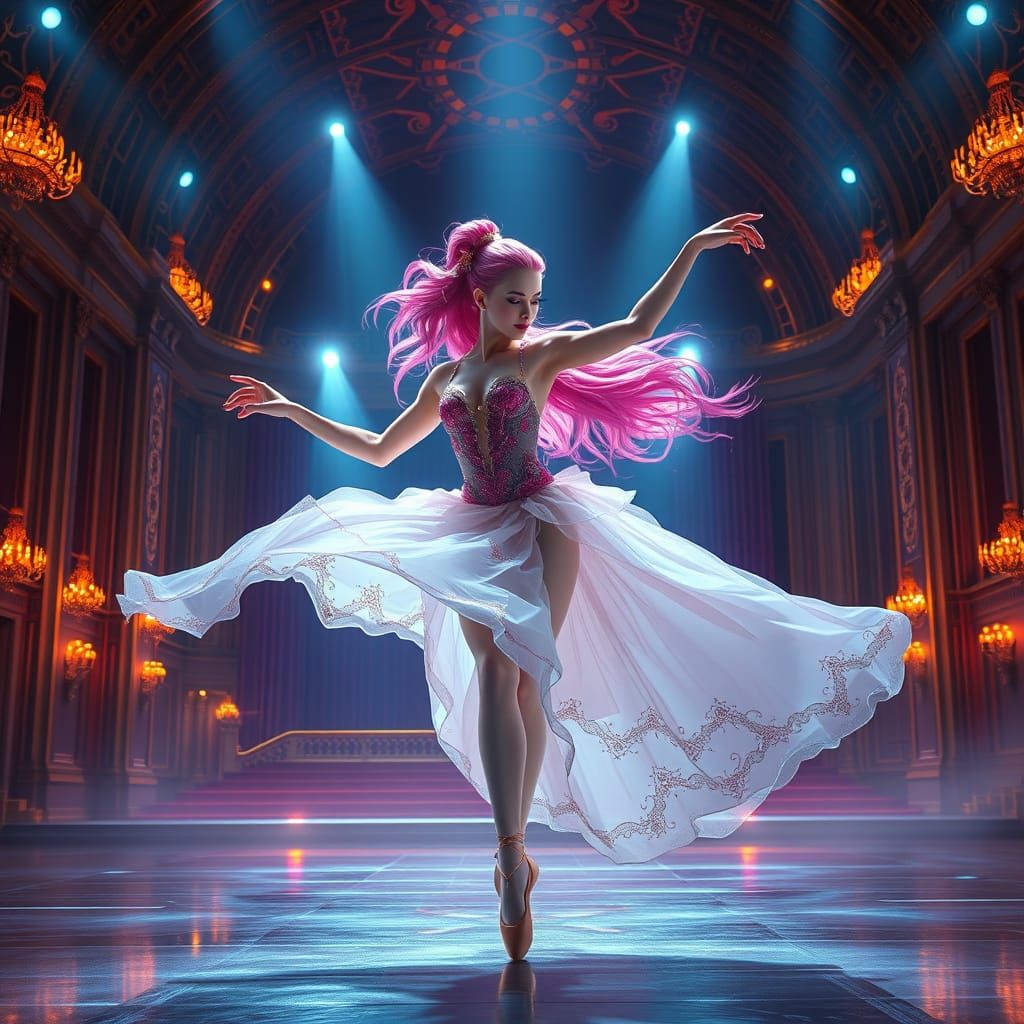 Ballerina Dances in Ornate Dramatic Style