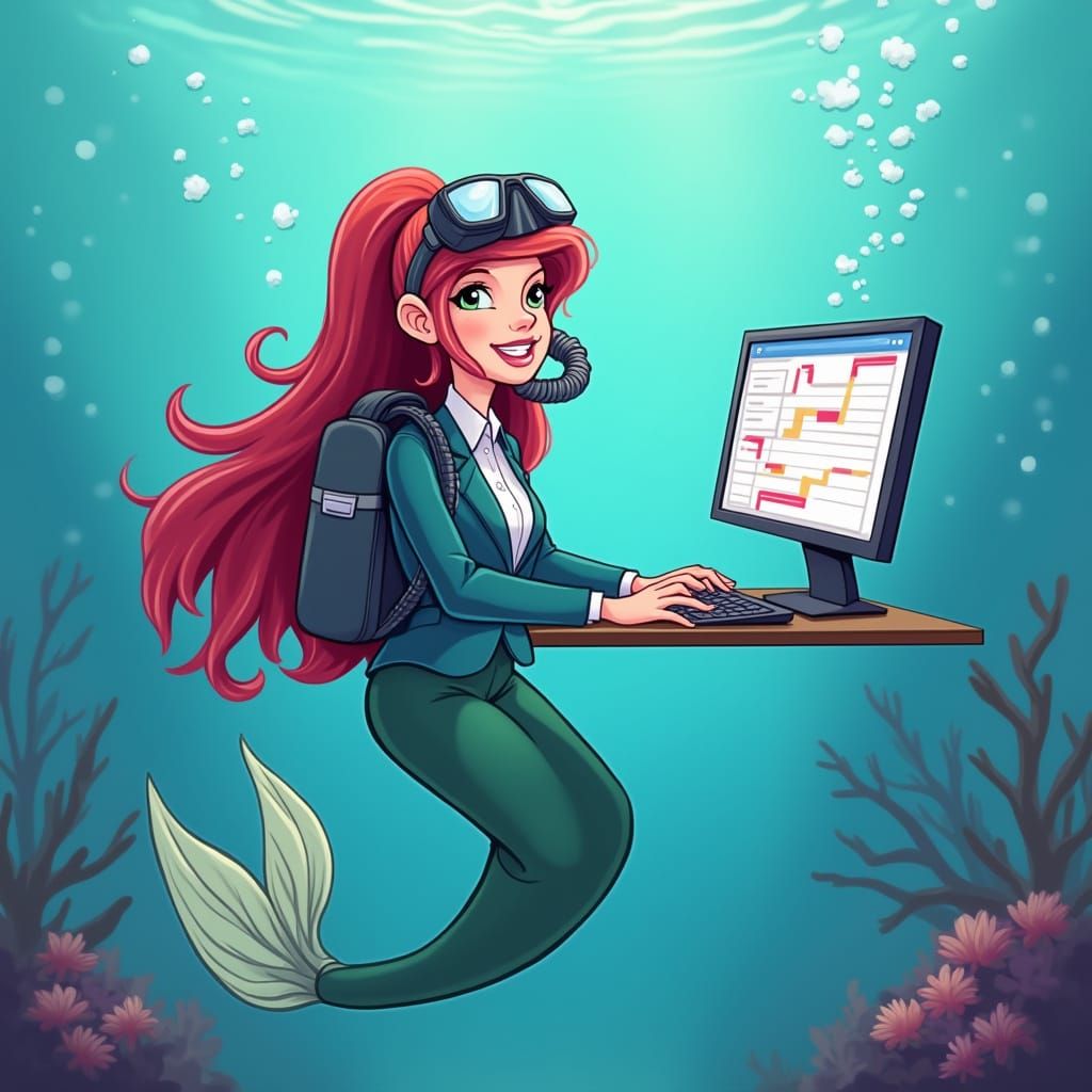 Mermaid Project Manager in Scuba Gear