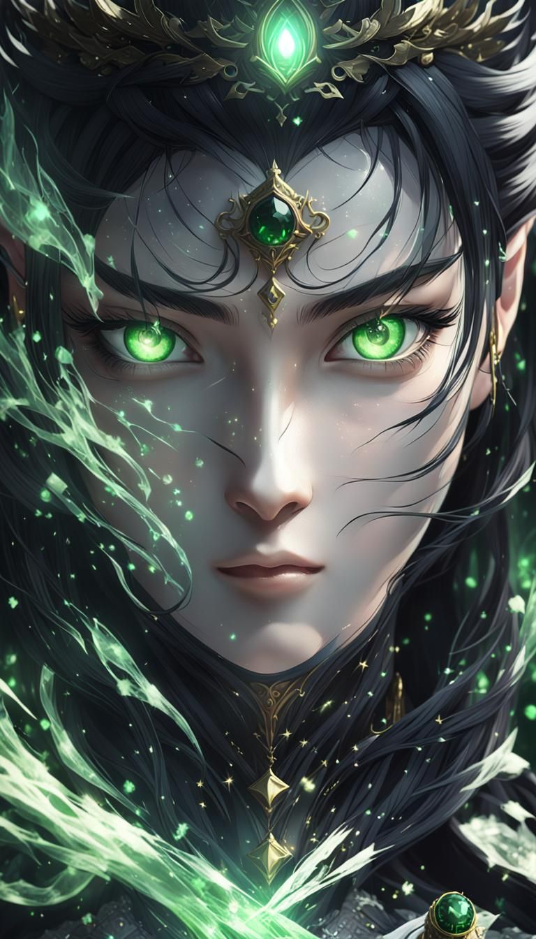 Dark Fantasy Anime Queen with Swirling Magic