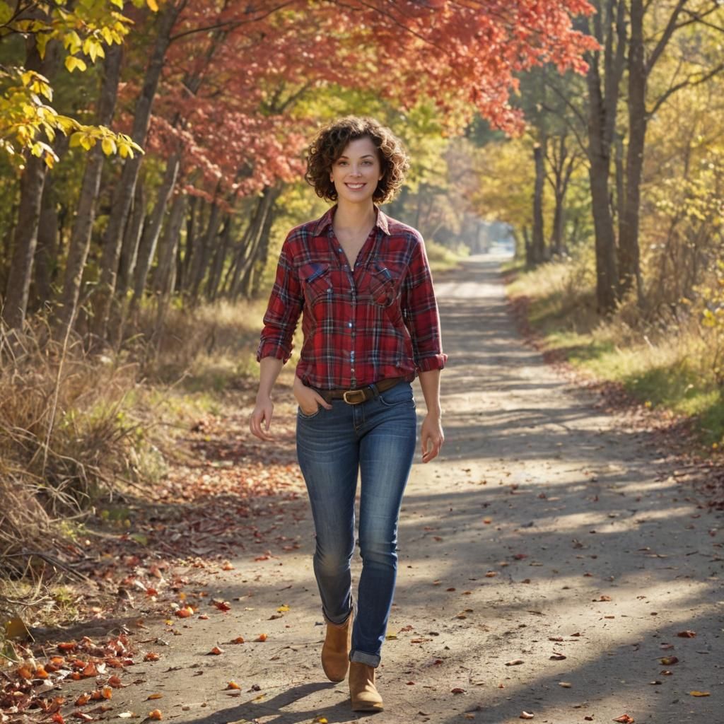 Autumn Walk on Indiana Dirt Road