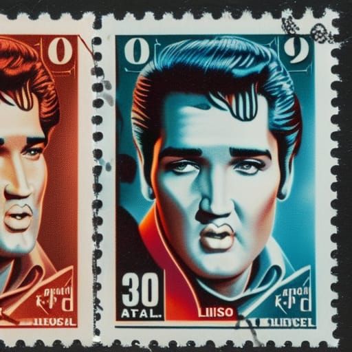 Elvis Presley Postage Stamp Art