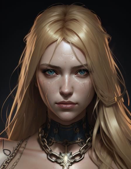 Captive Girl Portrait in Hyperdetailed Style