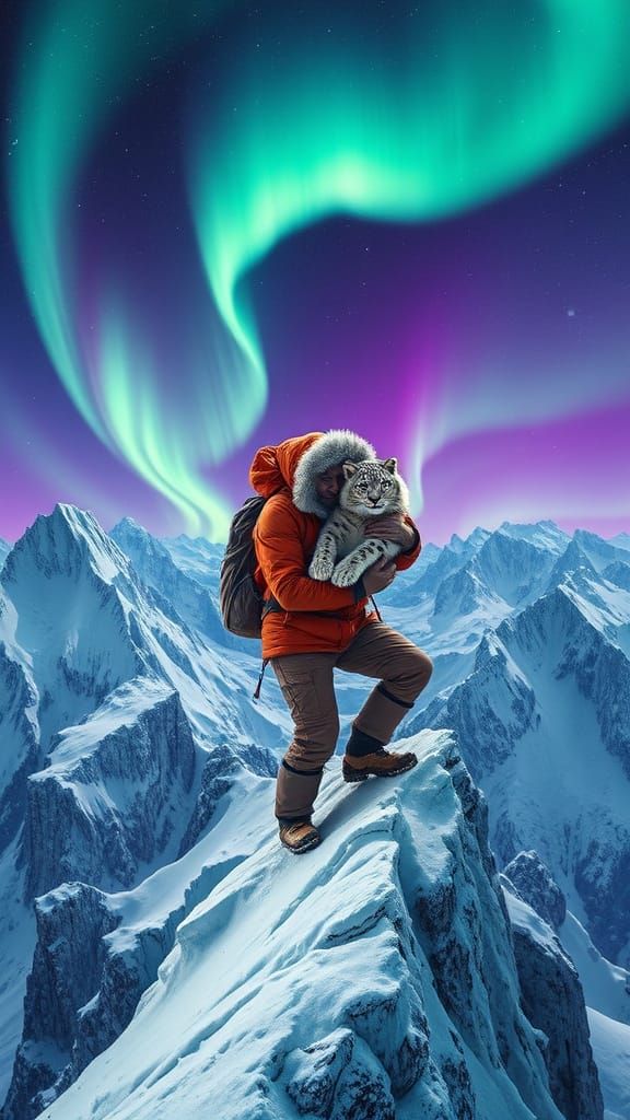 Surreal Mountain Ascent in Vibrant Colors