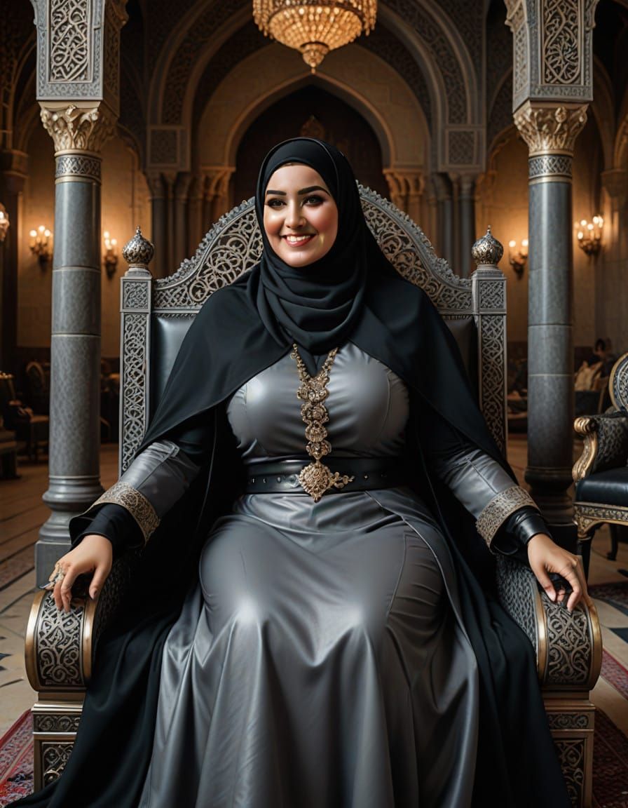 Elegant Middle Eastern Royalty in Gothic Grey Leather