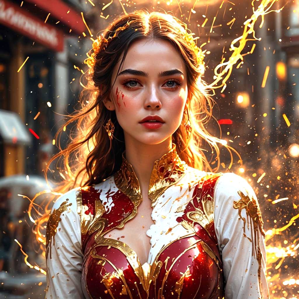 Stunning Girl with Red Lips in Detailed Matte Painting