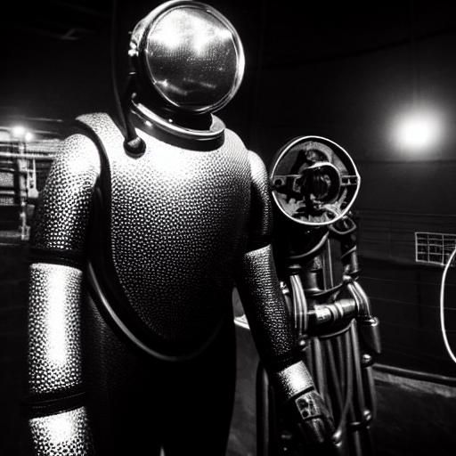 Vintage Diving Suit and Alien Crab Creature