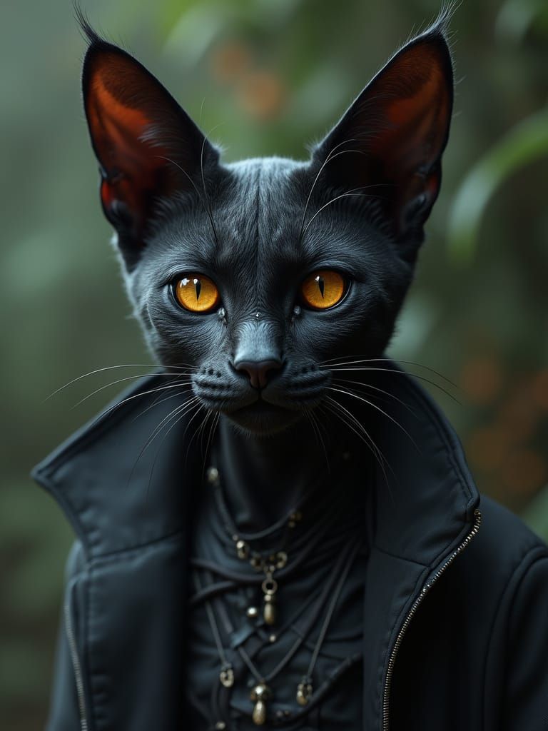 Gothic Cat with Dark Makeup in Equatorial Guinea