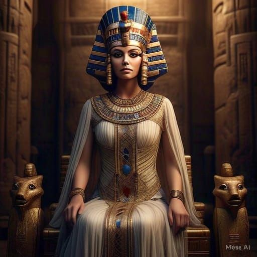Ancient Egyptian Queen in Golden Temple