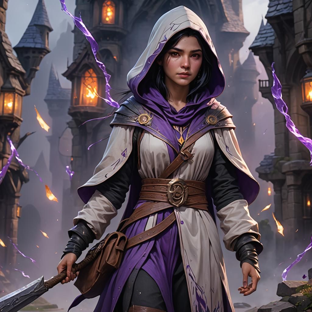 Young Female Wizard in Detailed Matte Painting