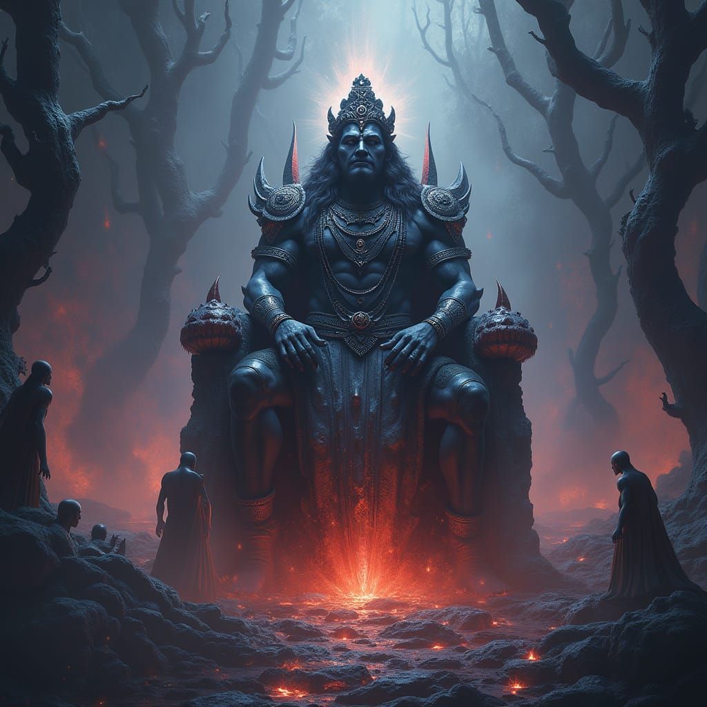 Powerful Asura King Reigns Over Defeated Devas in Dark, Fant...