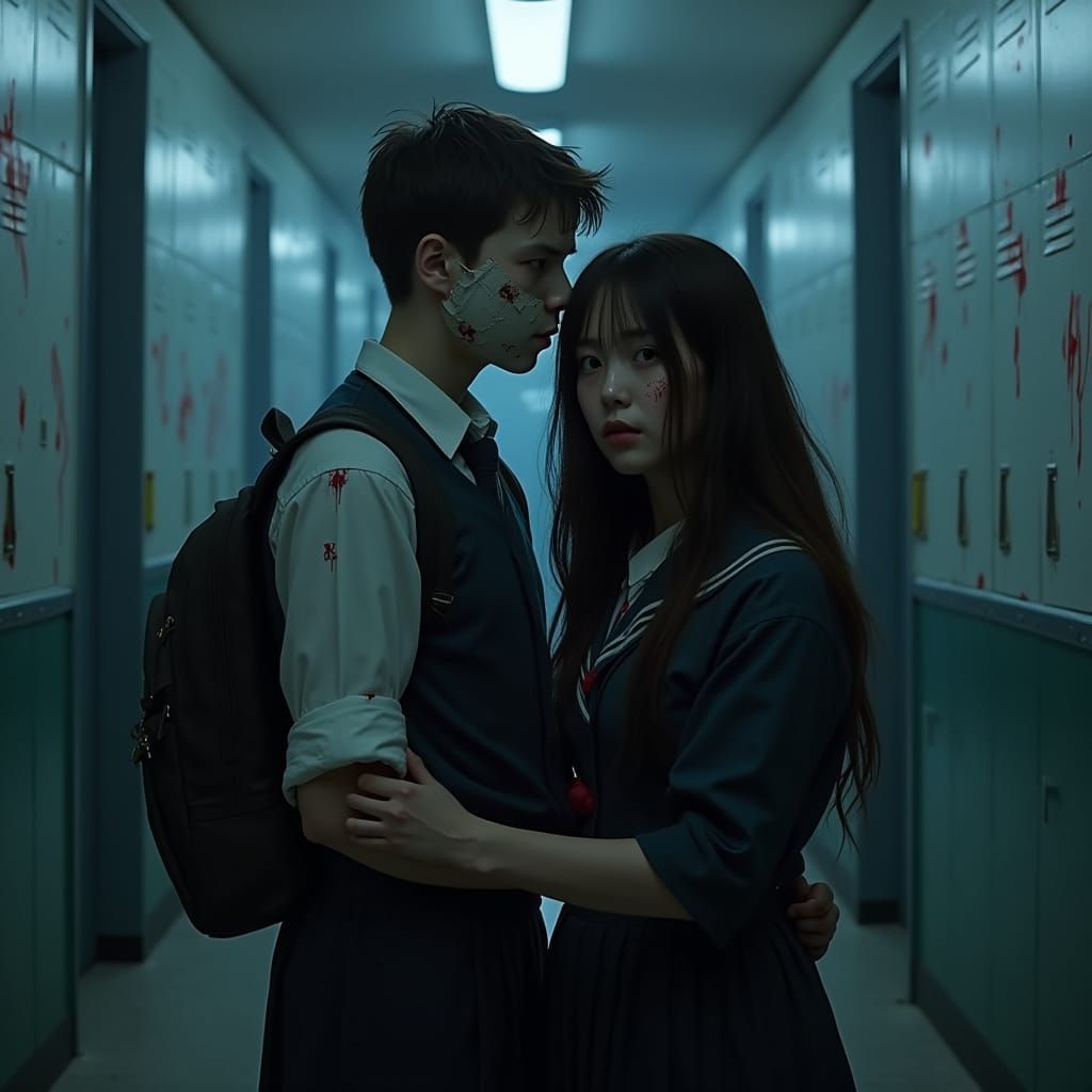 Ominous School Scene in Hyperrealistic Style