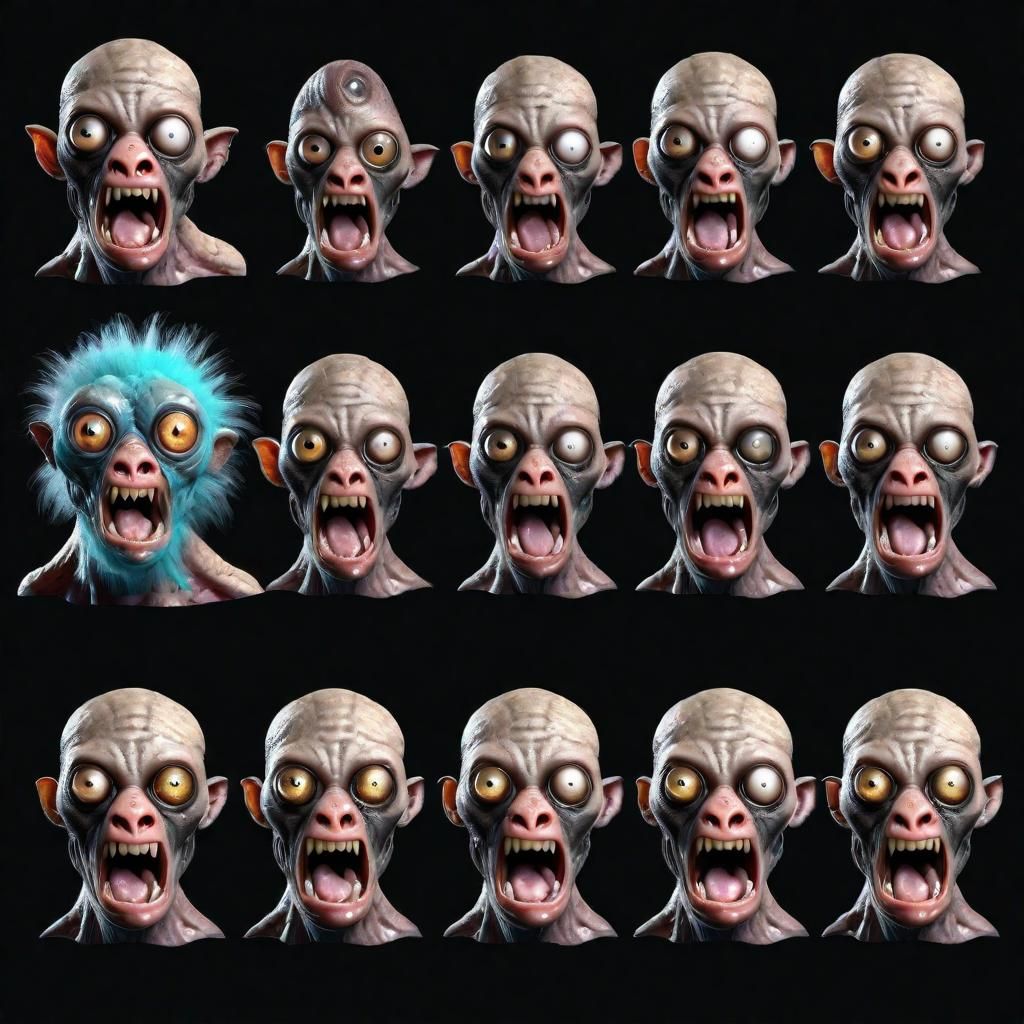 Mutated Monsters Game Sprite Sheet in HDR