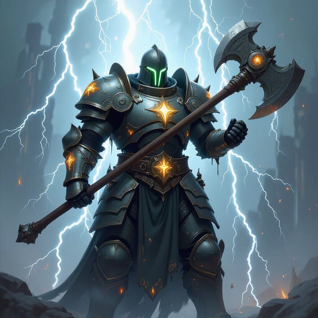 Warforged Warrior with Runes and Warhammer-Axe