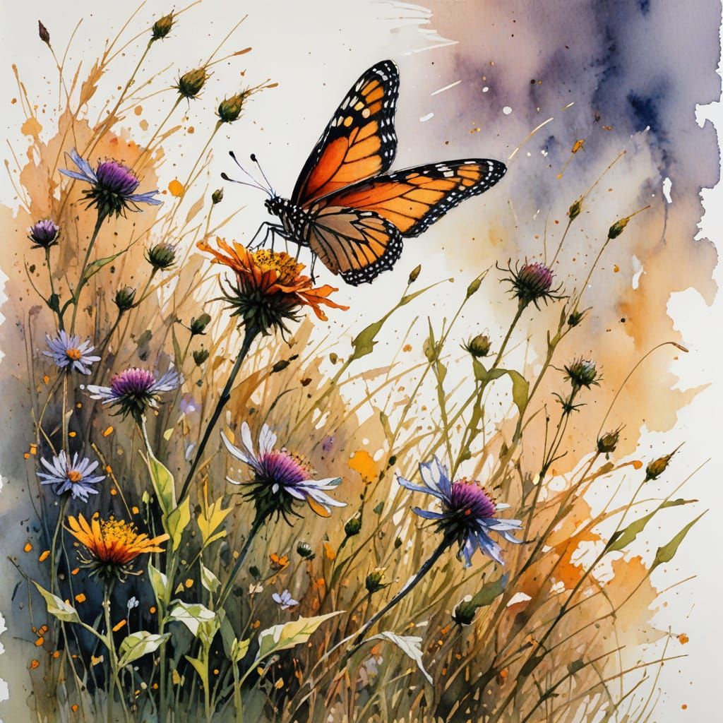 Vibrant Wildflower Meadow in Warm Afternoon Sunlight