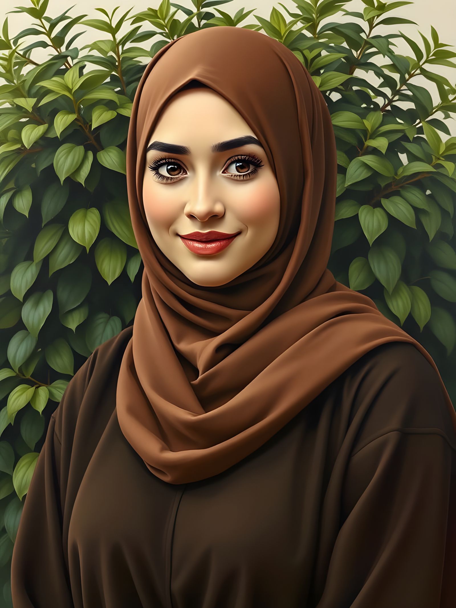 Elegant Hijabi Woman Portrait as Modern Oil Painting