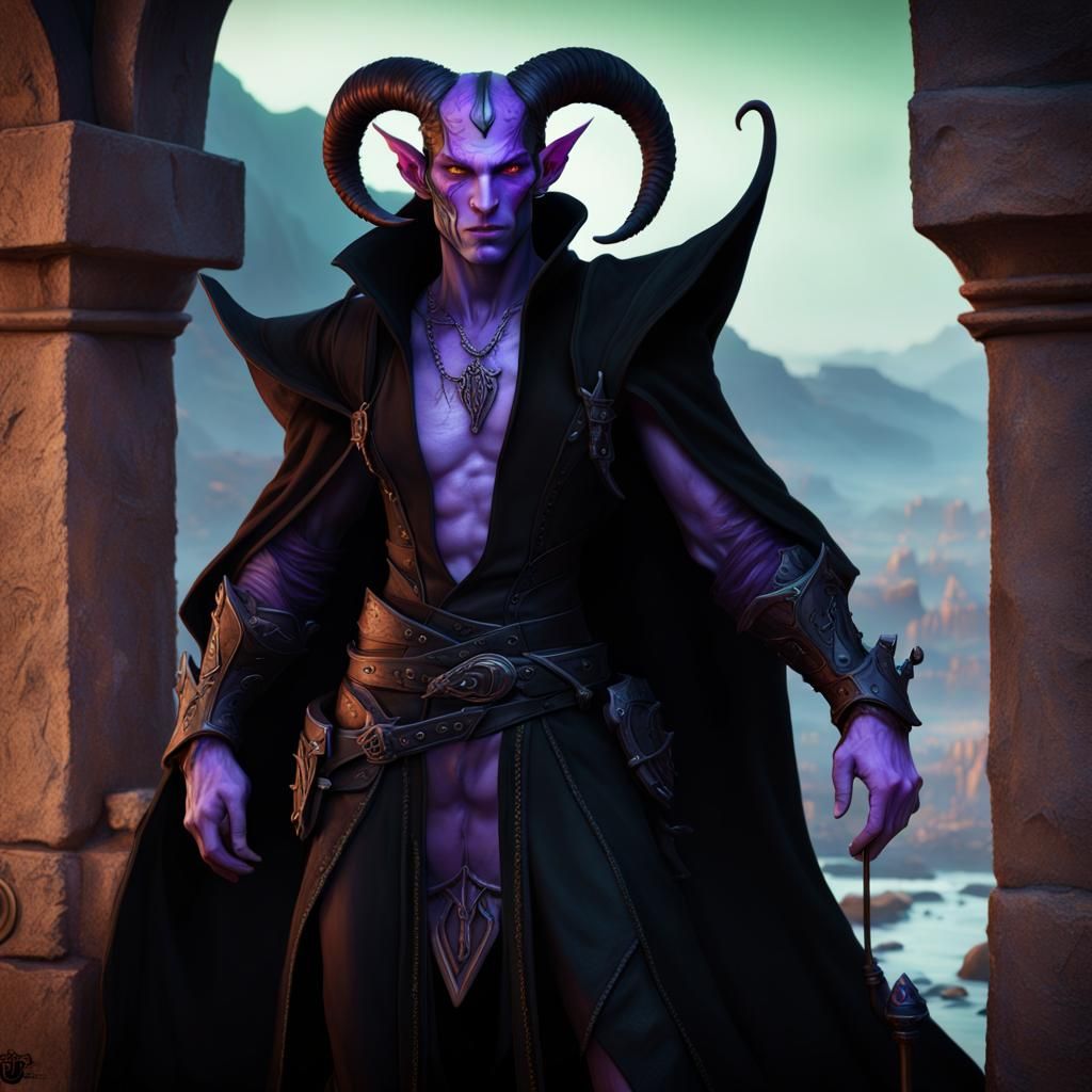 Tiefling Rogue Character Concept Art