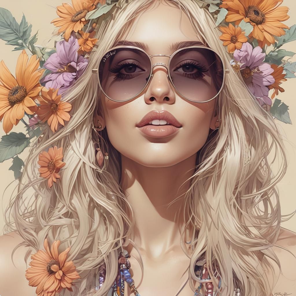 Ethereal Flower Child Sketch in Soft Colors