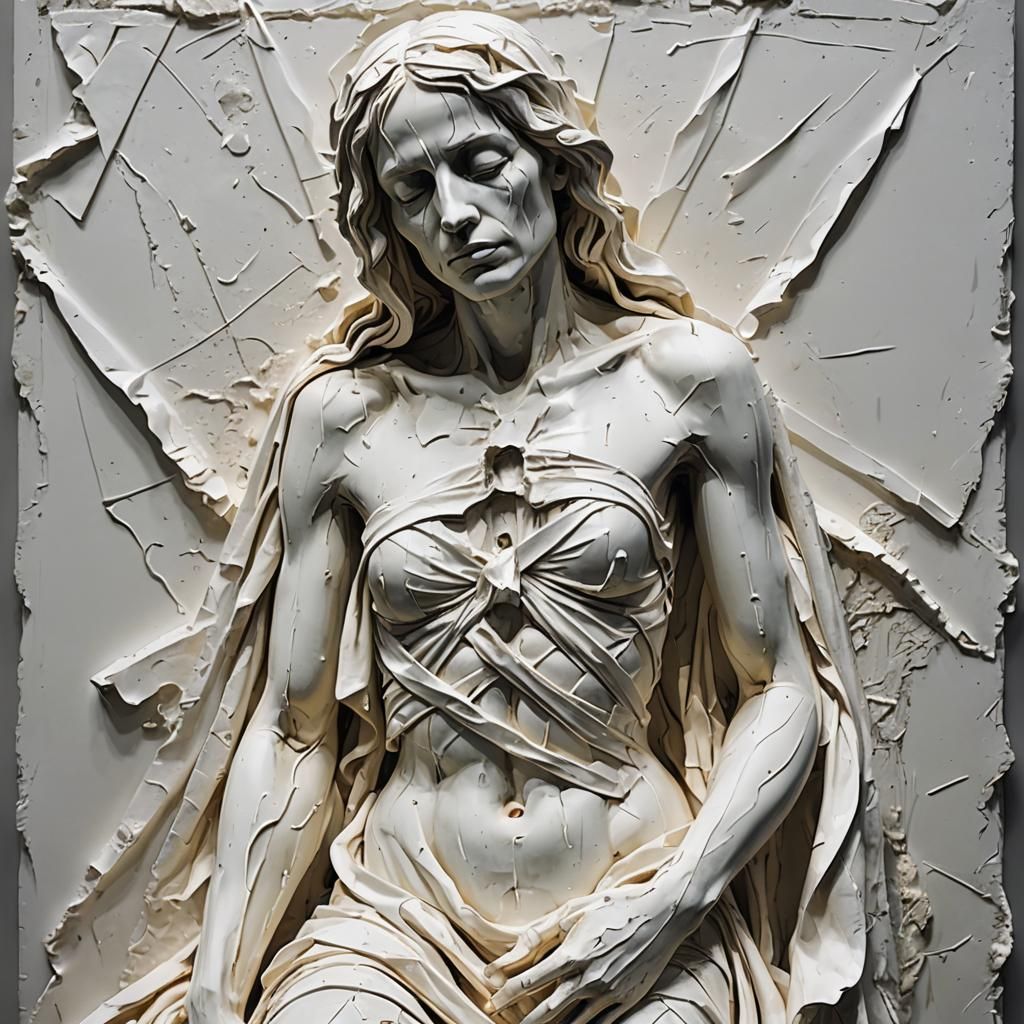 Avant-Garde Pieta: Woman in White Plaster