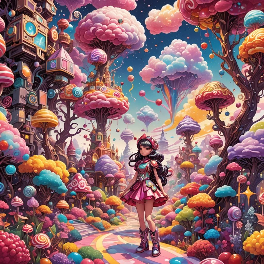 Mecha Girl in Candyland: Manga and Aztec Fusion