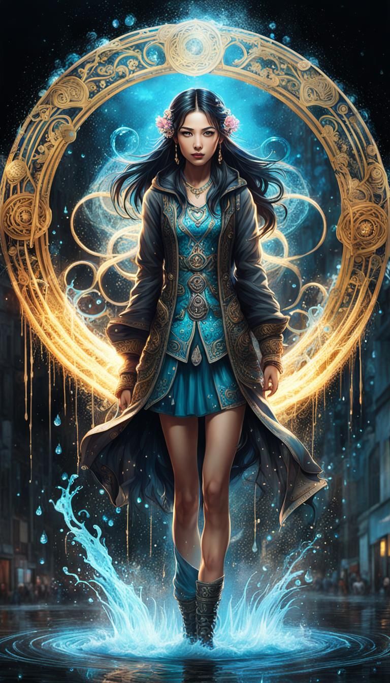 Ethereal Fantasy Woman in Magic Circle Splash Art