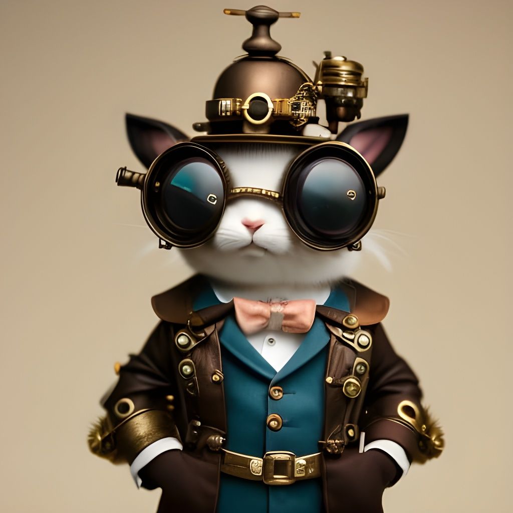 Chibi Steampunk Bunny with Cinder Goggles