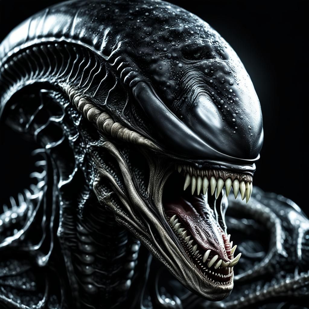 Xenomorph Close-Up in Hyper-Realistic Dark Sci-Fi Art