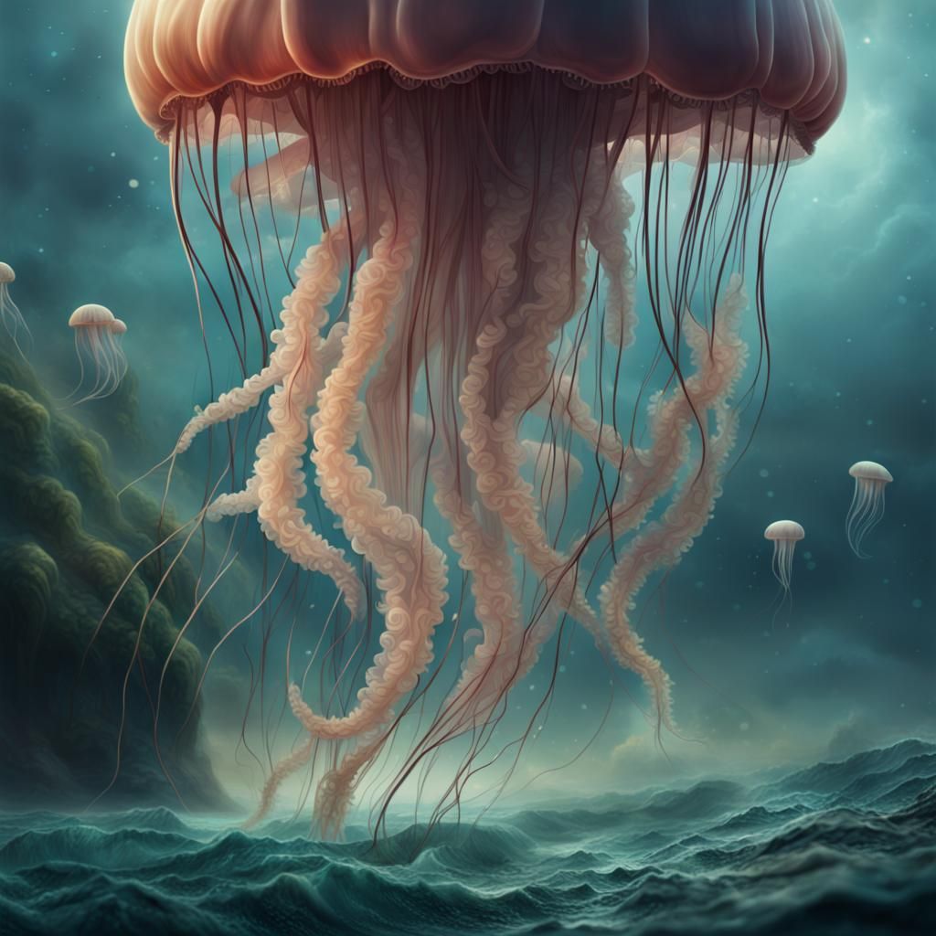 Epic Jellyfish in a Dramatic Digital Painting
