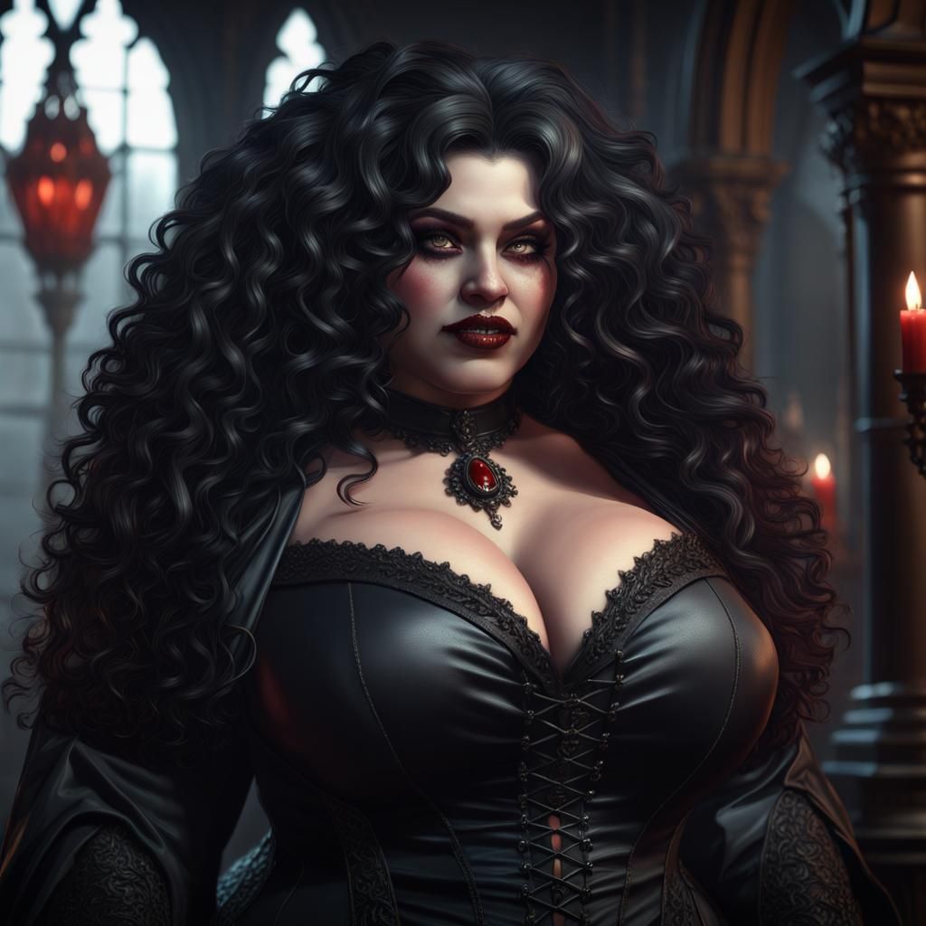 Ebony Goth Vampire in Dark Fantasy Style